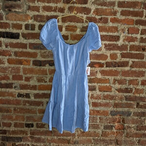 NWT Jessica Simpson Large Blue‎ Off the Shoulder Open Back Summer Dress